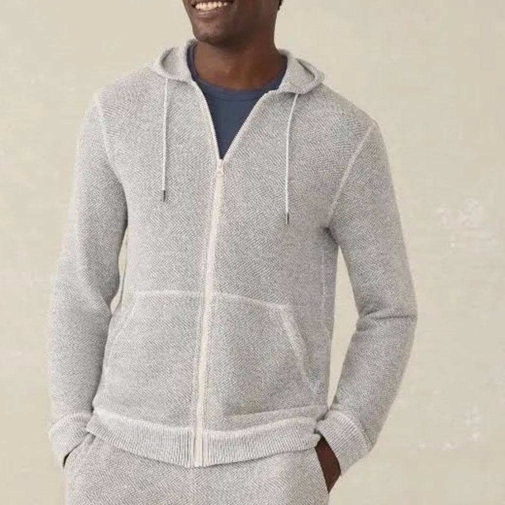 Faherty Whitewater Full Zip Hood Grey Shell Loop XL New With‎ Tags